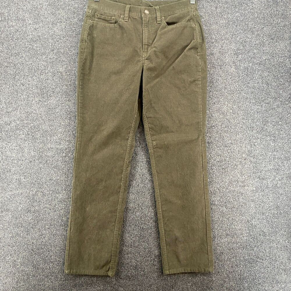 LL Bean‎ Pants Womens 10 Green Corduroy Mid Rise Straight Hippie Grunge 90s Boho